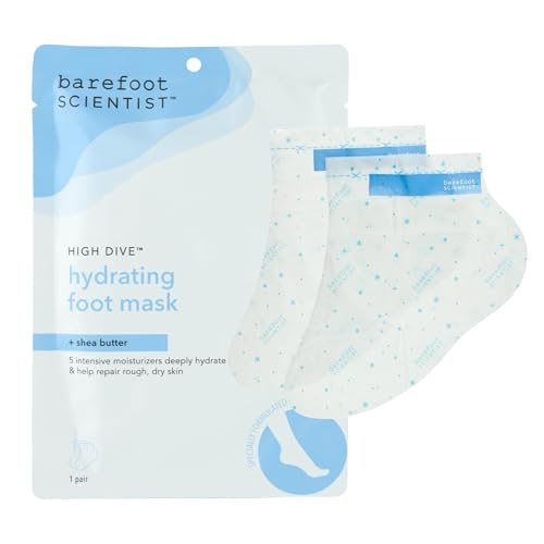 Barefoot Scientist High Dive Hydrating Foot Mask for Dry Cracked Feet, Heels, Toes, Single Use Hydrating Sock Booties, 1 Pair
