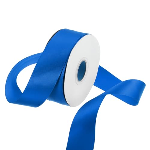 Rebower 1 1/4 Inch 25 Yard Satin Ribbon Thick Double Face Grosgrain Silk Ribbon, [for Gift Wrapping, Hair Bows, Wedding, Cake, Flower] - Blue