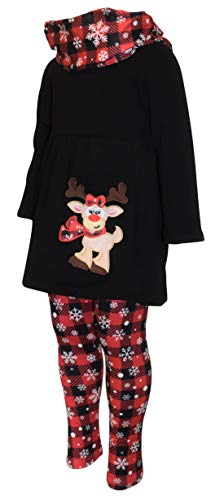 Image of Unique Baby Girls Kids Toddler 3pc Outfit Set Long Sleeve Soft Knit Tunic Top Leggings and Scarf