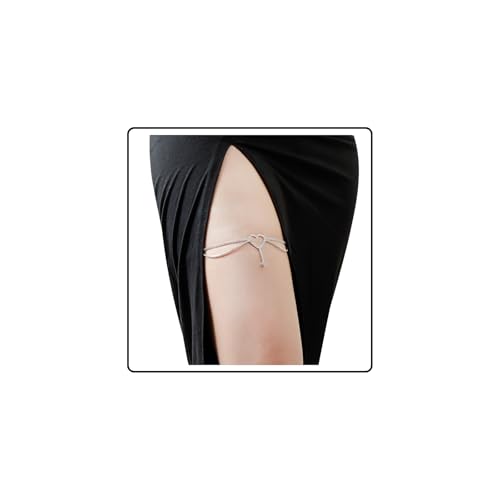 Wendalern Kristall Quaste Tennis Oberschenkel Kette Strass Herz Tennis Kette Oberschenkel Ring Glitter CZ Herz Bein Kette Schwarz Stretch Strumpfband...