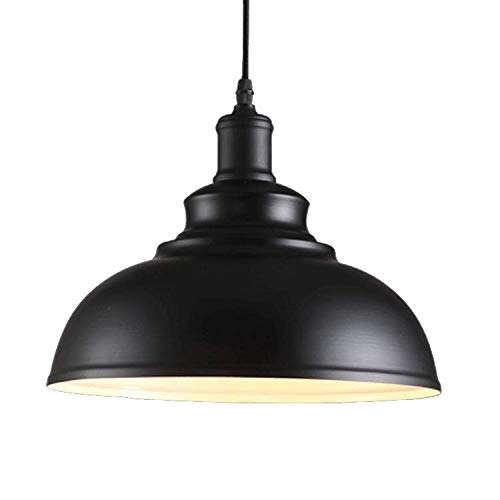 Rétro Suspensions Luminaires-Plafonnier Lustre Abat-jour Ø29cm-Industrielle Métal Lampe de Plafond éclairage Intérieur (Noir)