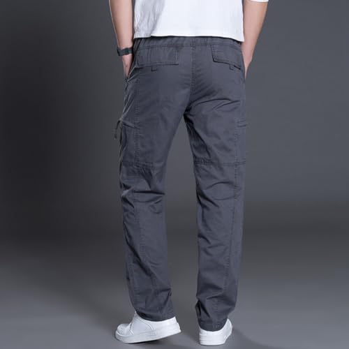 Men's Casual Cargo Pants Elastic Waist Plus Size Straight Leg Loose Fit Comfortable Outdoor Sports Pants3