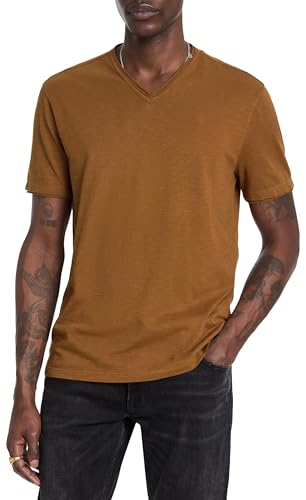 John Varvatos Men's Miles V-Neck Tee, Sienna Brown