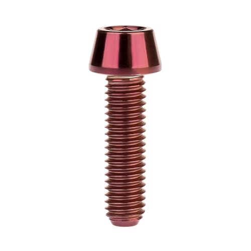 Image of Titanium Ti Bolt M5x9 16 18 20 25 30 35 40 45 50 55 60mm Tapered Head Screws Pack of 4 (M5x18mm, Burgundy)
