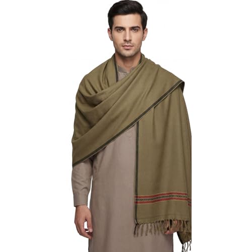 SHOPUKASA Men’s Shawl Winter Mens Scarf Shemagh Cashmere Feel Scarves Warm Soft Fashion Scarf for Men Gifts (Green Olive)