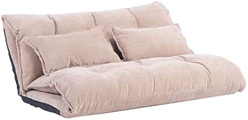 Floor Sofa Bed, Adjustable Foldable Modern Leisure Sofa Bed Video Gaming Sofa, Reclining Sofa Couch with 2 Pillows for Living Room, Bedroom, Love seat, Beige