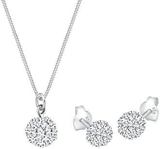Elli Schmuckset Damen Kugel mit Kristalle in 925 Sterling Silber