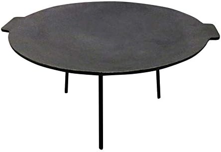 Melko Płyta grillowa, płyta do steków, patelnia grillowa, nakładka na grilla z żeliwa i metalu, czarna, Ø 45 cm