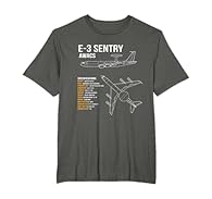Military Aircraft design. E-3 Sentry is a great gift idea for an airplane enthusiast and or lover of aeroplanes. This Aircraft design would make a great Birthday present Lightweight, Classic fit, Double-needle sleeve and bottom hem