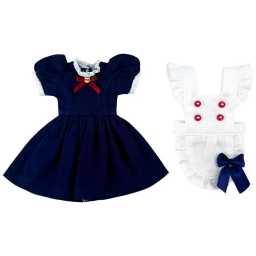 niannyyhouse Ropa de muñeca para muñeca OB24 de 28 cm, traje corto de sirvienta, accesorios de vestir (azul marino)