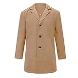 Men's Woolen Coat Mid-length Suit Lapel Cardigan Button Top Fashion Pocket Blazer Jacket Houndstooth...