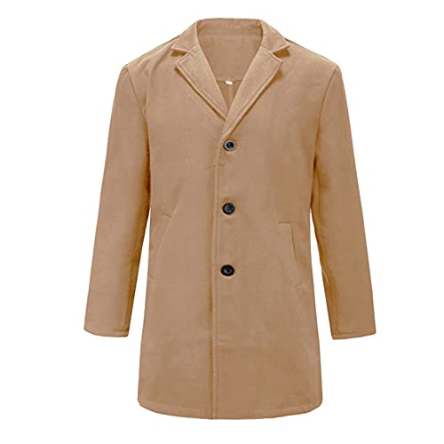 Men's Single-Breasted Mid-Length Suit Jacket Lightweight Trench Coat Long Overcoat Winter Pea Coat Casual Sport Coat Khaki Men's Single-Breasted Mid-Length Suit Jacket Lightweight Trench Coat Long Overcoat Winter Pea Coat Casual Sport Coat Khaki