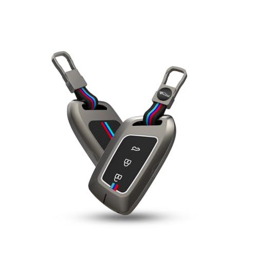Image of Metal Silicone Key Cover with Key Chain Compatible with MG | Hector | Hector Plus | Gloster | ZS EV | ZS | Comet EV | Windsor 3 Button Smart Key Cover Pack of 1 Set (Glow in thye Night)