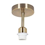 Happy Homewares Brushed Antique Brass Ceiling Light Fitting for Industrial Style Light Bulbs | 12cm x 17cm | Suitable for Lamp Shades with E27 Lamp Holder