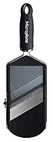 Microplane Adjustable Slicer with Julienne Blade - Razor-Sharp Etched Blade with Three Adjustable Slicing Thicknesses, Ergonomic Soft-Touch Handle, Non-Slip Feet, Food Holder Included - Black