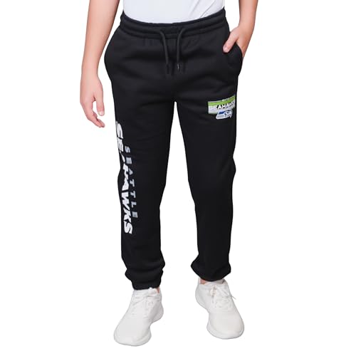 Ultra Game Boys' NFL Black Snow Fleece Jogger Sweatpants
