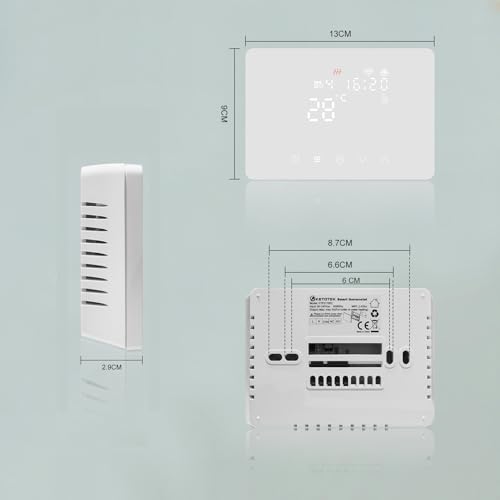 Miniatura 4 de Ketotek Termostato Caldera Wifi 220v 5a Compatible Con Alexa, Intelligente Cronotermostato Calefaccion Wifi Programmabile De Pared Con Controllo Smart Life Tuya App, Contacto Seco, Blanco