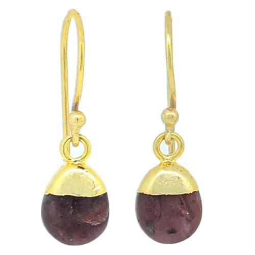 Gempires Natural Ruby Crystal Dangle Earrings July Birthstone Handmade Jewelry Hypoallergenic Gold Plated Statement Western Fashion Everyday Wear Jewelry