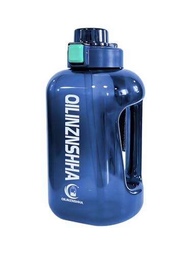 Image of Half Gallon (54 oz) Tritan Sports Water Bottle with 2-in-1 Leakproof Lid (Straw & Chug Cap) and Handle for Gym, Travel, Hiking - BPA Free (Multiple Colors)