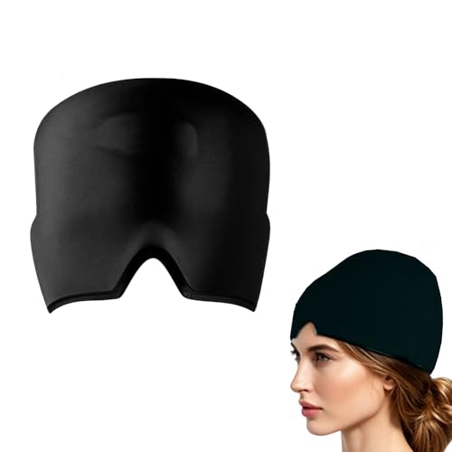 Zolara Masque Migraine Cap Bonnet, Poche de Glace en Gel, Chapeau Migraine, Masque Migraine, Réutilisable, Obscurité Totale, Cold Therapy Relief, Noir