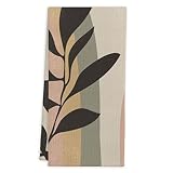 Abstract Boho Rainbow Botanical Leaf Kitchen Towels Tea Towels, 16 X 24 Inches Cotton Modern Dish To