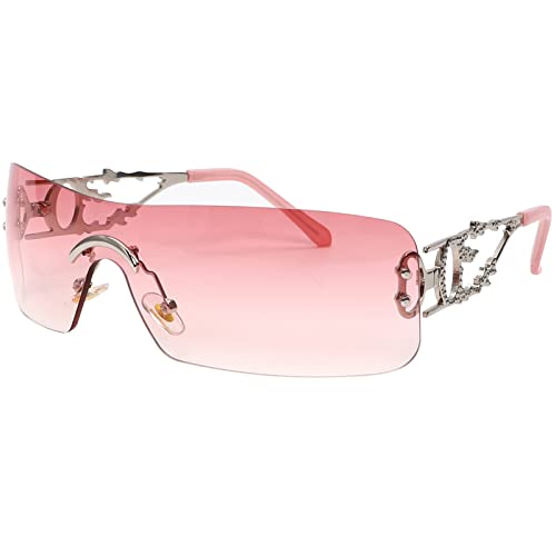 Image of SENMARIES Rimless Y2k Sunglasses For Women Men Rectangle Vintage glasses Fashion Flame Metal Sunglass Frameless Retro Eyewear