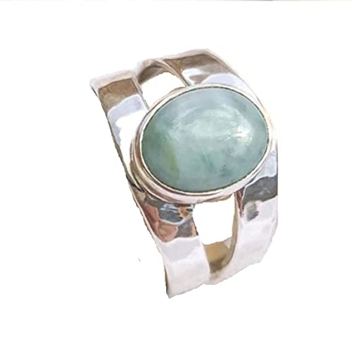 Larimar Stone Ring, 925 Sterling Silver Ring For Women Girl, Hammered Metal Ring, Stacking Ring, Intertwined Bands, Promise Ring For Her Ring Size Us 8 #TOP4