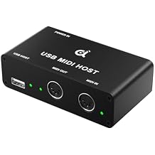 DigitalLife Standalone MIDI Host Box with Indicator Light, 1 Input/1 Output, 5-Pin DIN MIDI Interface for Connecting USB MIDI Keyboards and Controllers Black, Metal, UMH-10