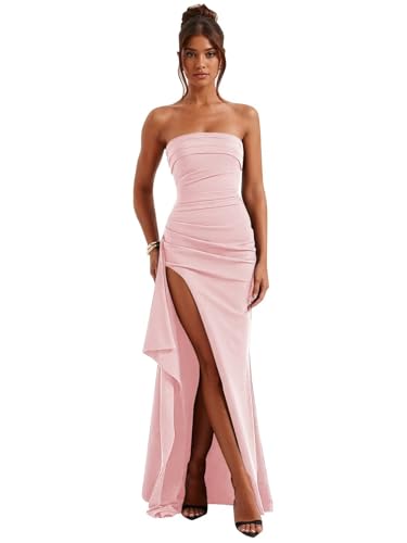 petyoo Blush Pink Mermaid Strapless Prom Dresses for Women 2026