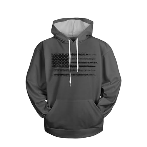 H HYFOL Graphic Hoodies for Men USA Flag American Patriotic Long Sleeve Pocket Pullover Sweatshirts