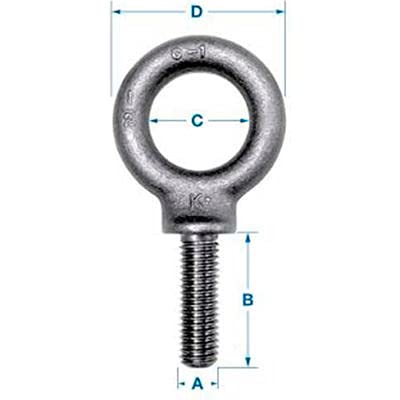 Ken Forging K2025 - Carbon Eyebolt - Shoulder Pattern - 1/2-13 - 1-1/2 Shank - Made In USA,(Pack of 5)