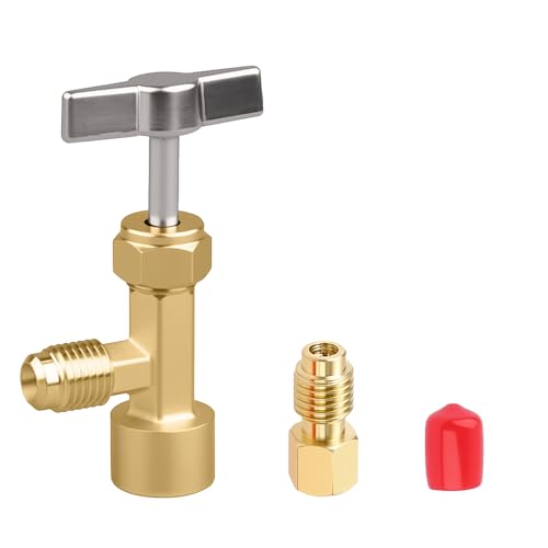 IHOTDER R134A Can Tap,Puncture Style AC Refrigerant Can Tap Valve with R134A Adapter Fittings for 1/4" and 1/2" HVAC Hoses,Essential Car Accessories for Car AC Systems Recharging