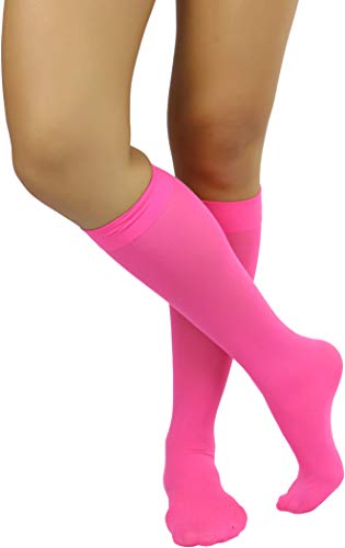 Image of ToBeInStyle Women's Opaque Knee High Nylon Fashion Socks Solid & w /Front Satin Bow