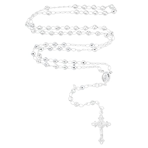 DECADENCE 24 Inch 925 Sterling Silver Rosary Necklace