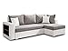 Produktbild Ecksofa Lord mit Regal und Schlaffunktion - Sofa mit Bettkasten, Schlafsofa, Polsterecke, Couch L-Form, Couchgarnitur, Sofagarnitur (Weiß + Grau (Dolaro 511 + Berlin 01), Ecksofa Rechts)