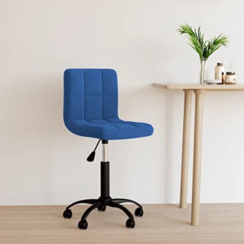 Chaise pivotante de bureau en velours bleu à roulettes réglable - 2
