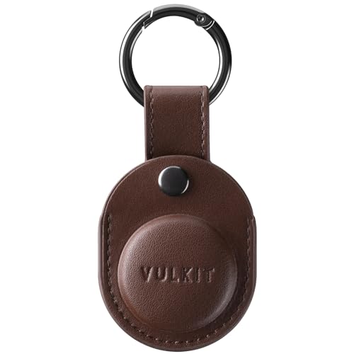 VULKIT for Air Tag Holder Keychain Full Coverage Protective Case Compatible with Air Tag Nappa Leather