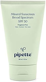 Pipette Mineral Sunscreen - SPF 50 Broad Spectrum Baby Sunblock with Non-Nano Zinc, UVB/UVA Non-Toxic Sun Protection for Kids & Sensitive Skin, 4 fl oz