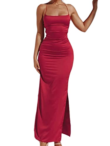 Image of Just Quella Women's Strappy Backless Evening Party Maxi Dress with Slit