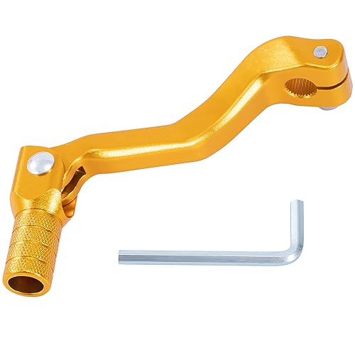 Tunejoy Schalthebel Klappbar für Motorrad Klappschalthebel aus Aluminium für Geländemotorräder ATV Motocross Dirtbike Pitbike 119x52mm Golden