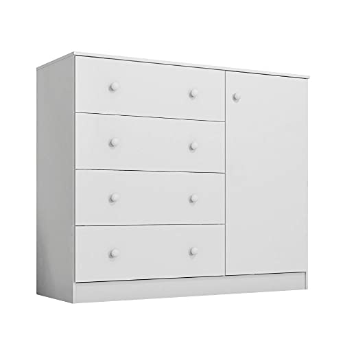 Jogo de Quarto Infantil Guarda Roupa e Cômoda Helena Plus Branco - Akemi Decor