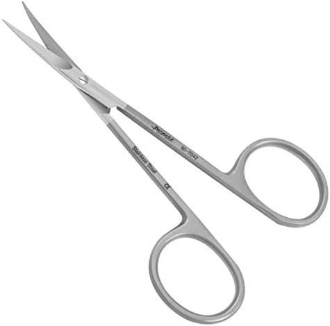ProMax Professional Quality Cuticle Scissors Curved Blades - Double Tone Matte and Mirror Finish- Surgical Stainless Steel 4.5 Inch - CE Mark-230-7042