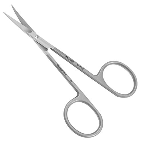 Promax Professional Quality Cuticle Scissors Curved Blades - Double Tone Matte And Mirror Finish- Surgical Stainless Steel 4.5 Inch - Ce Mark-230-7042 #TOP3