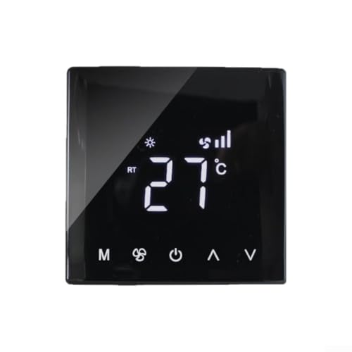 Touch Screen Room Thermostat With Curved LCD Panel And Programmable Timer For Central Heating And Floor Heating Systems Black