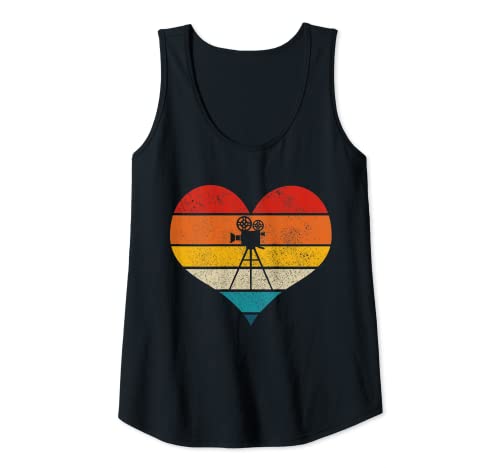 Mujer Film Director Film Maker Cámara Vintage Corazón Regalo Camiseta sin Mangas
