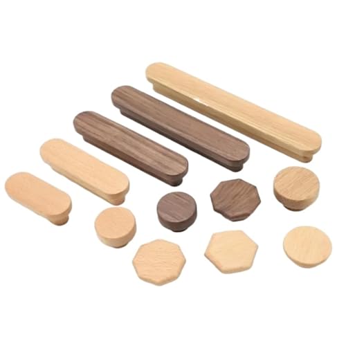 Boutons en bois tiroir poignées armoire noir or lot de 6 - 8