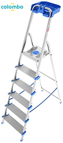 scala in alluminio 6 gradini XL con porta oggetti