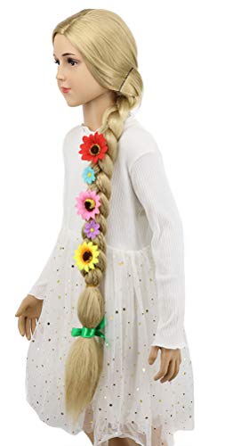 VGbeaty 37 Kids Child Long Braided Blonde Ponytails Wig Halloween Costume Anime Cosplay Wig