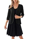 GRACE KARIN Damen Kurz Cardigan 3/4 Ärmel Rundhals Bolero Open Front Casual Strickjacke L CL1144S22-3
