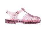 Mini Melissa Possession Fisherman Jelly Sandal for Toddlers and Girls – Adjustable Buckle Summer Sandals, Waterproof, Bubblegum Scent, Comfortable Beach, Play and Dress Shoes, Shiny Elements, Glitter Pink, 10